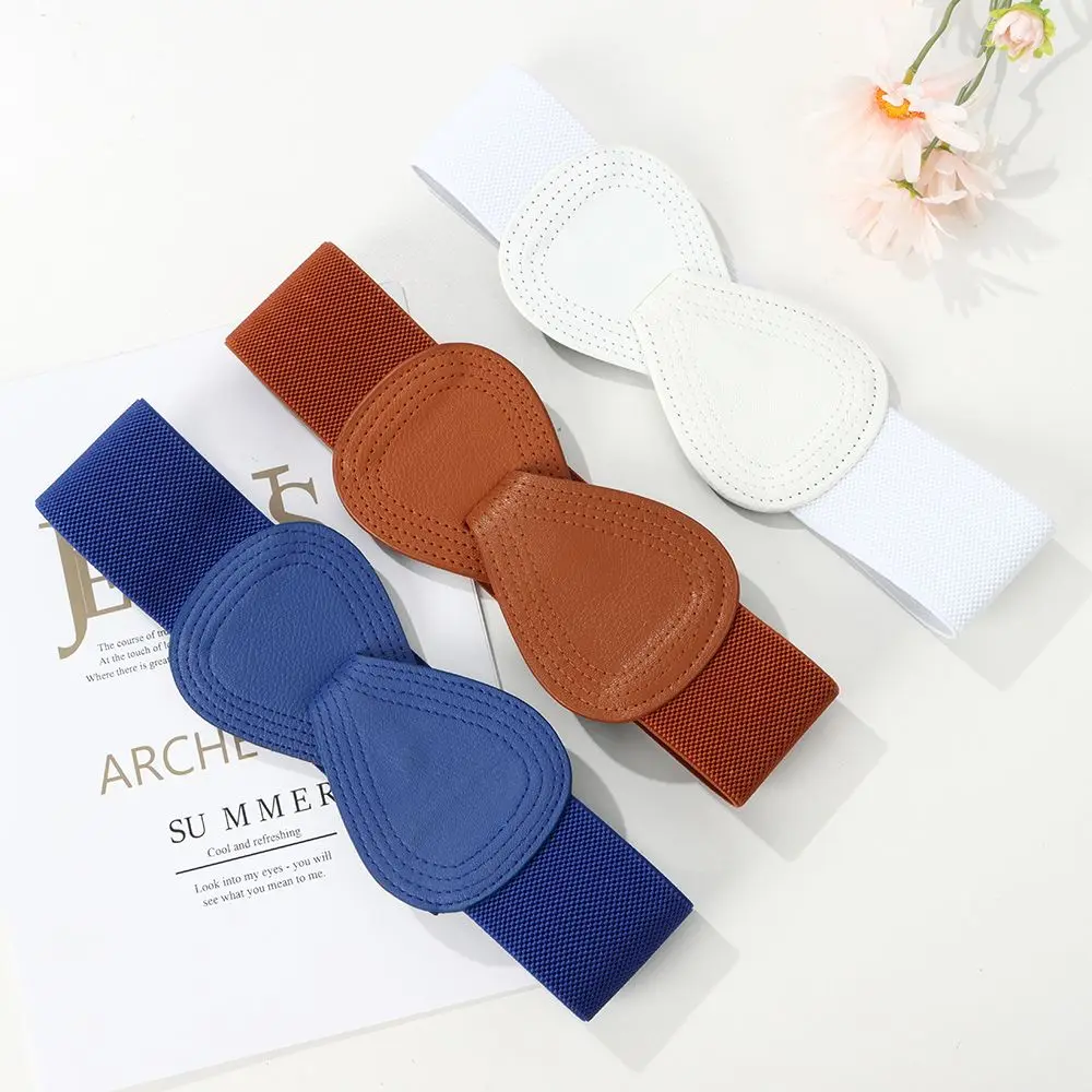 Mode Frauen Stretch Bund Bogen Bund Elastischen Breiten Haken Gürtel Kleid Mantel Kleidung Dekoration Gürtel – Detail 7