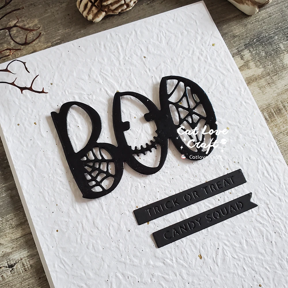 Description Picture 4 of itemCatlove Halloween BOO Word Metal Cutting Dies Scrapbooking Mold Stencil Die Cuts Card Making DIY Craft Embossing New Dies For