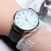 Men Watches Simple Business Analog Alloy Vintage Quartz Watch Arabic Number Strap Minimal Round Dial Classic Black Leather Strap 5