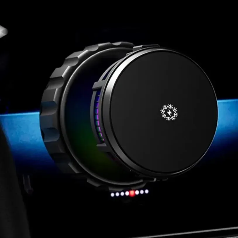 15W Magnetic Fast Wireless Charger Mobile Phone Holder Car Mount With Mood Light for Magsafe iPhone Samsung Car Charging Stand