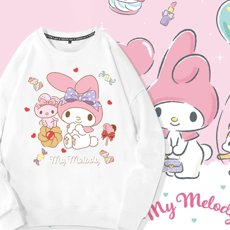 

Женское осеннее пальто Melody с круглым вырезом и мультипликационным принтом Sanrio Melody, свободная Милая Одежда для девочек с мультипликационным принтом