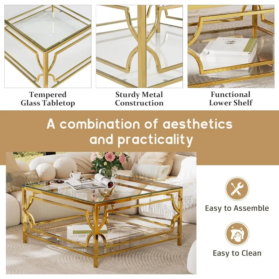 Modern Square Glass Coffee Table 4