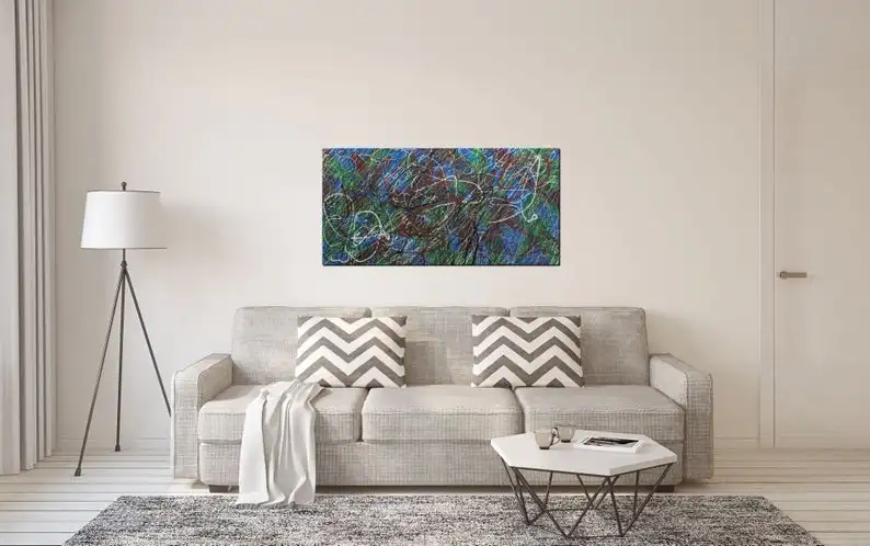 Jackson Pollock Canvas Original Colorful Painting Pollock Style Painting Abstract Canvas Art Oil Canvas  Living Room Wall Decor