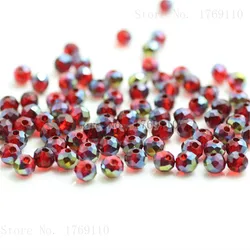 Isywaka Hot Light Green Faceted Crystal Glass Rondelle Spacer Beads for Jewelry Making, 125pcs (Red multicolor)