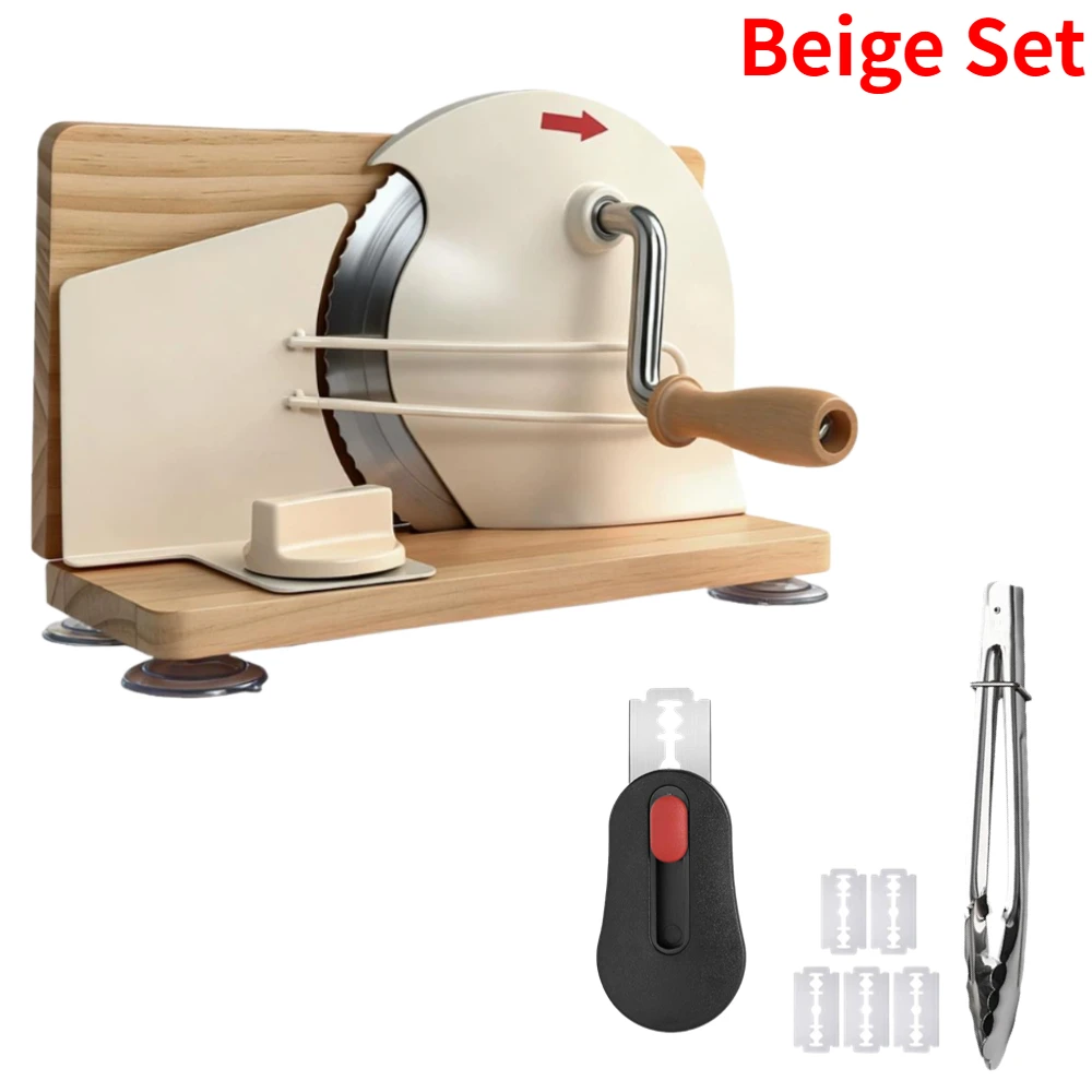 قطاعة خبز يدوية، قابلة لضبط السماكة، شفرة من الفول...