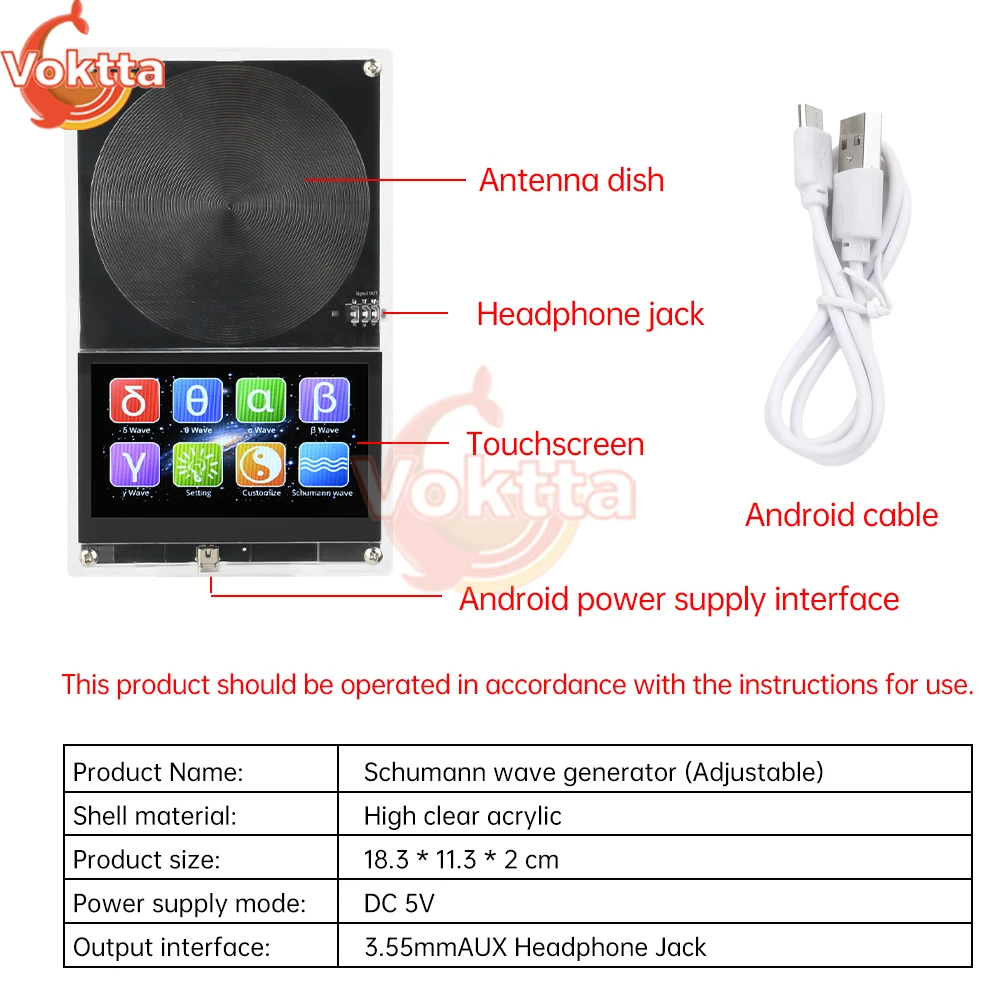 Signal generator signal generator kit waves resonance generator DC 5V Schumann Wave 0.01-99999Hz precise adjustable frequency micro USB touch screen audio resonator