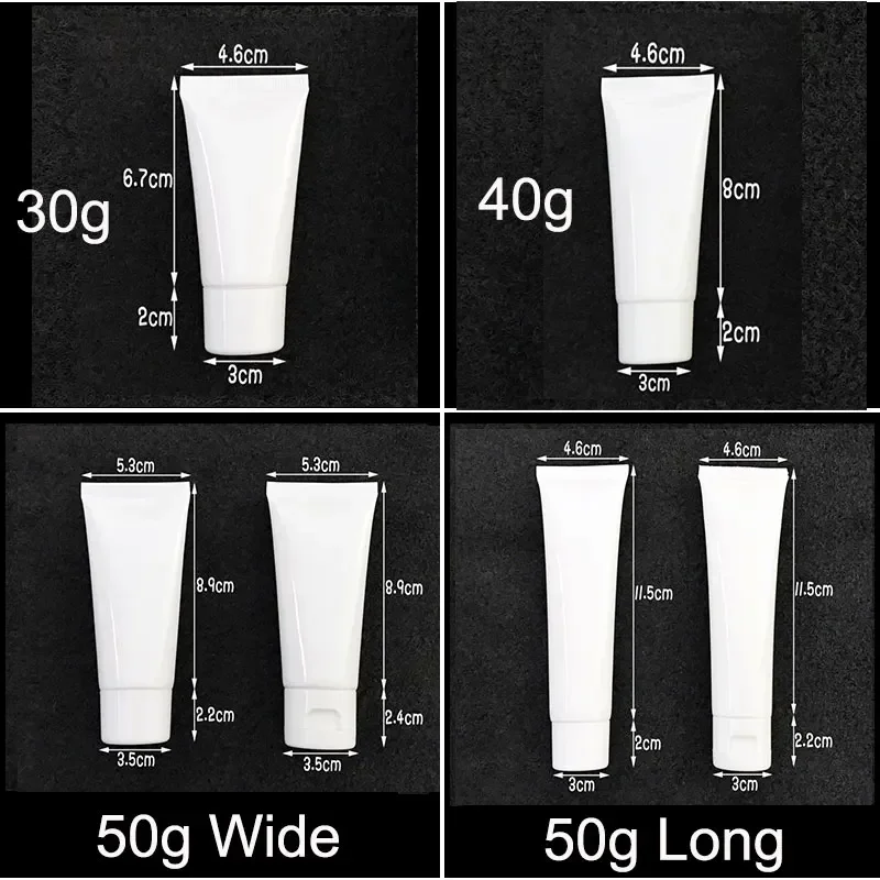 5-200ml White Plastic Soft Bottle Cosmetics Hand Facial Cream Empty Squeeze Tube Shampoo Lotion Refillable Bottles