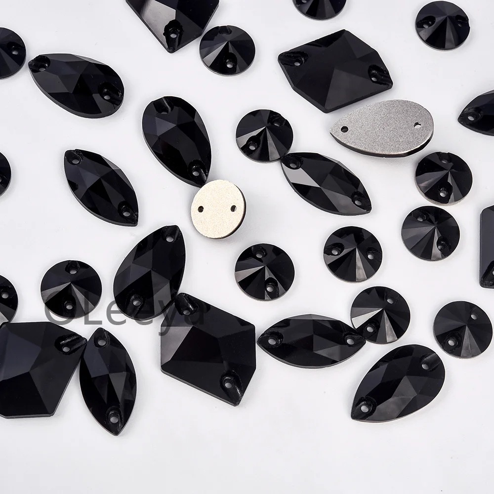 Oleeya 30pcs mix größe aaaaa k9 glas nähen auf strass steine nähen kristall ab flache rückens teine für kleidungs zubehör hochzeits kleid – Detail 5