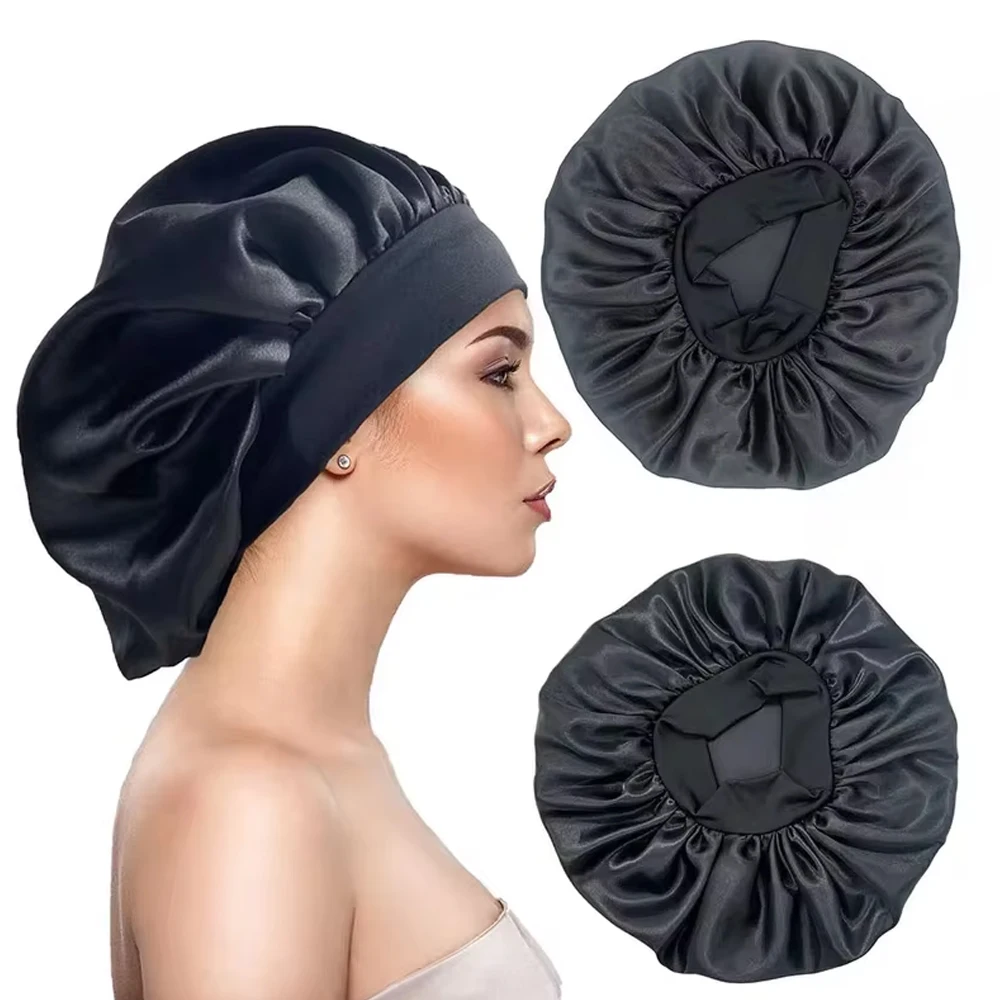 Night Hair Cap Newly Satin Night Hair Cap Women's Solid Sleeping Hat Sleep Care Bonnet Nightcap For Women Unisex Cap