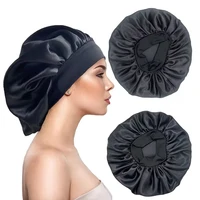 Newly Satin Night Hair Cap Women's Solid Sleeping Hat Sleep Care Bonnet Nightcap For Women Unisex Cap 1