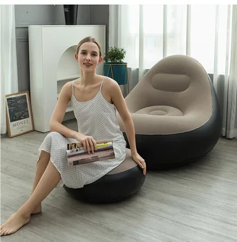 Poltrona lounge gonfiabile per adulti, divano pigro portatile pieghevole con poggiapiedi, divano ad aria per soggiorno e camera da letto