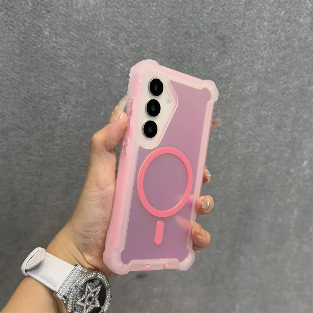 Luxury Gradient Aurora Magnetic Phone Case with Bling Back Cover