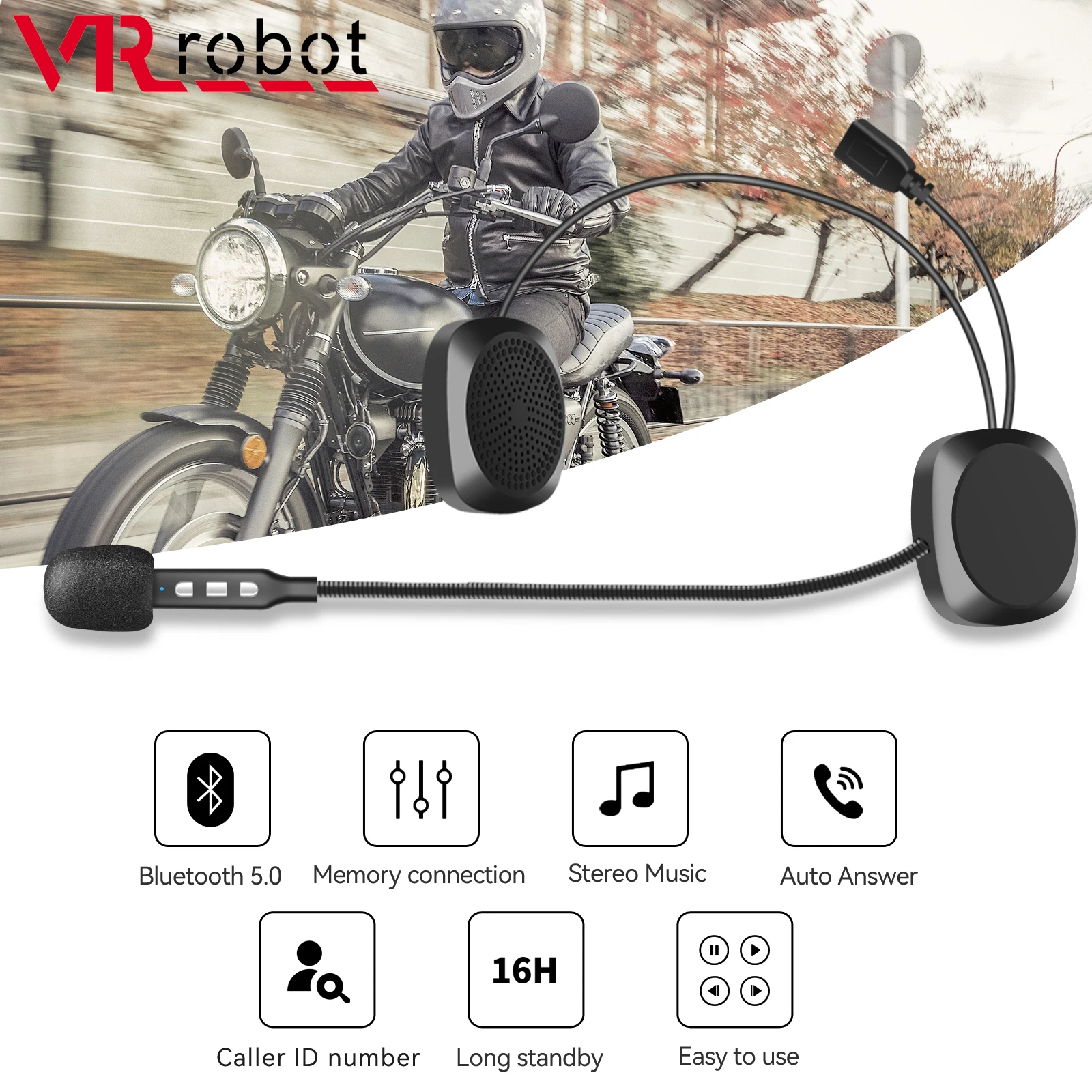 

VR robot Motorcycle Helmet Headset Bluetooth 5.0 Handsfree Headphones Moto Wireless Stereo Music Player for Motorbike Rider