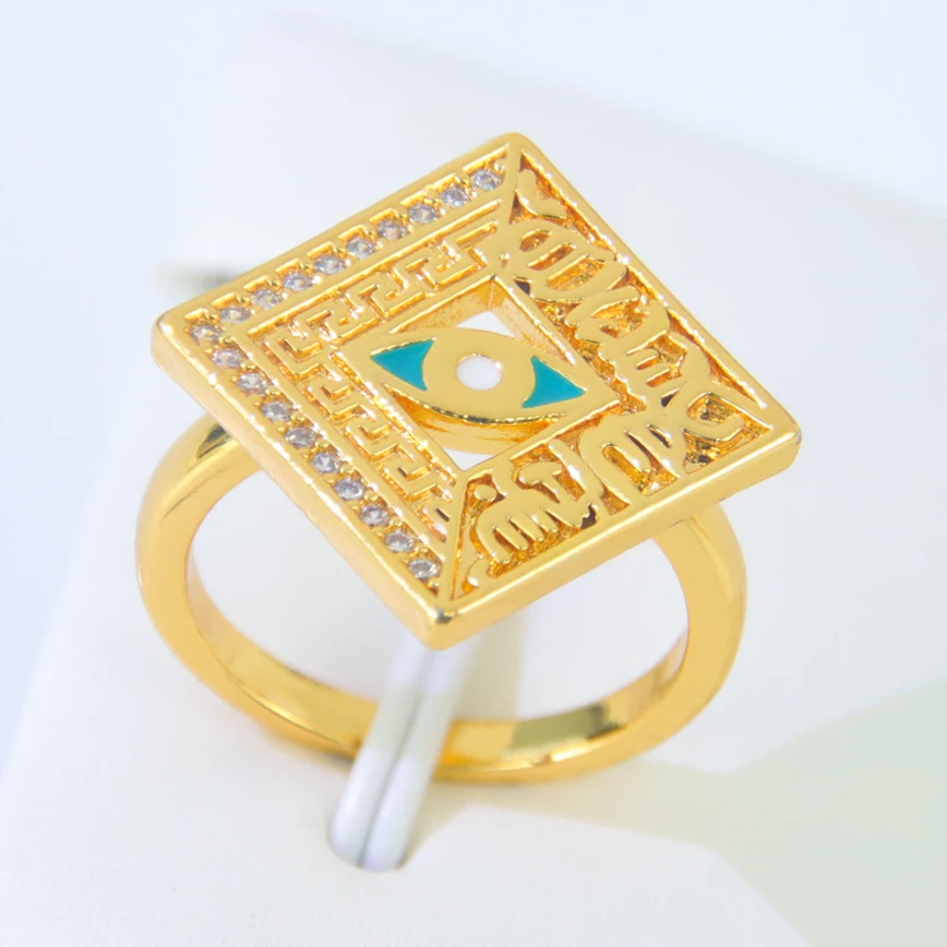 Dubai Gold Farbe Paare Ring 21k vergoldet italienische islamische exquisite Zirkonia Ring äthiopische Frauen tägliche Party Schmuck Geschenke – Detail 15