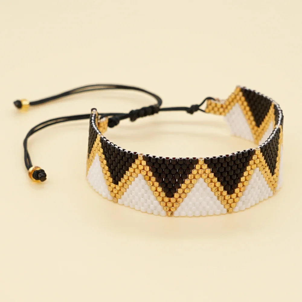 

Браслет с бусинами, геометрические треугольники, волны, модный минималистичный Универсальный Регулируемый браслет в богемном стиле ручной работы