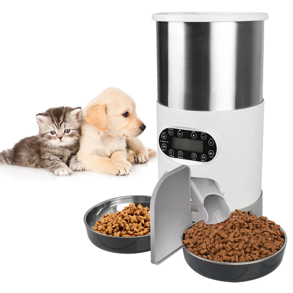 

Recording Timing Feeding Cat Dog Food Automatic Dispenser Stainless Steel Bowl 4.5L Voice Recorder Control Smart Pet Feeder