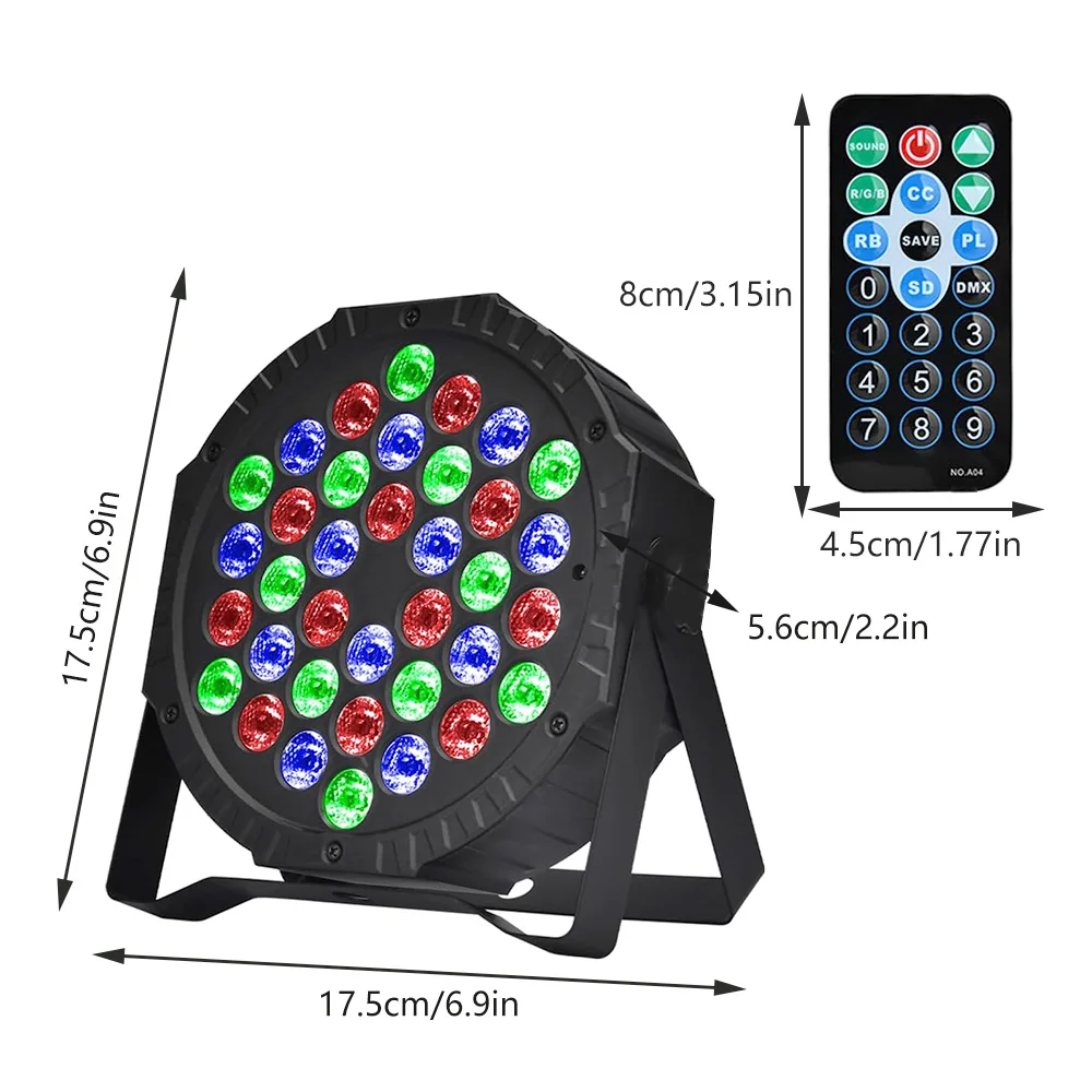 LED Light 36 LED RGB DMX512 Flat Stage Par Light Effect DJ Disco Party Wedding Holiday Bar Club Decoration Show Sound Activated Lamp