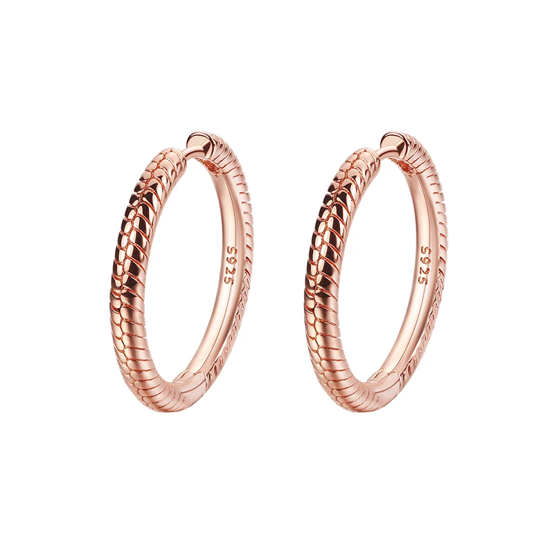 Silver Hoop Earrings 925 Sterling Silver Simple Brand Rose Gold Color Heart Hoop Earring For Women DIY Fine Jewelry Engagement Gift