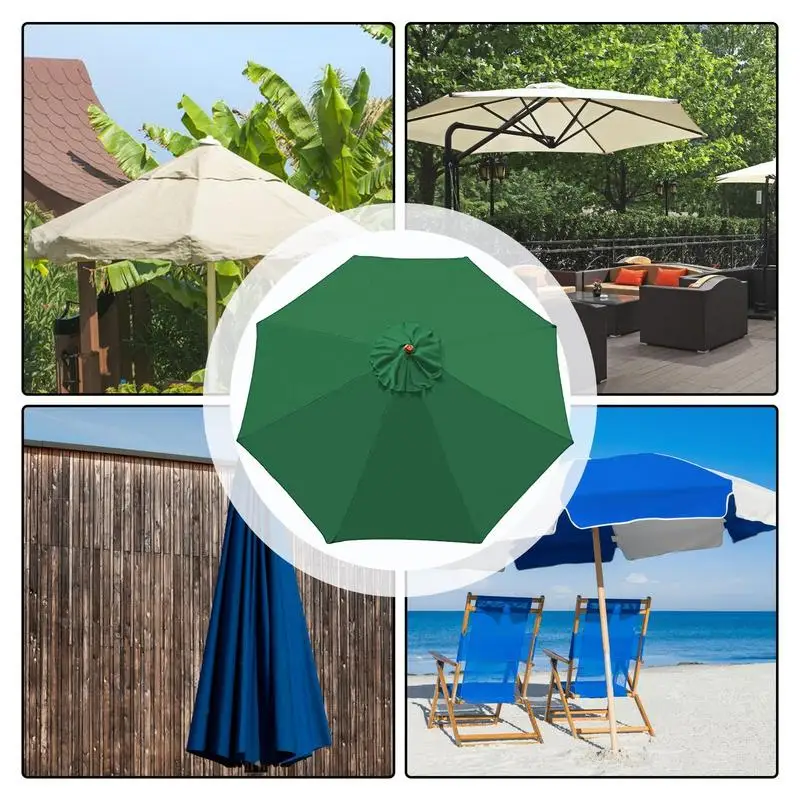 8 Bones Umbrella Replacement Canopy Waterproof 2m Parasol Umbrella Surface UV Protection Detachable for Outdoor Beach Garden