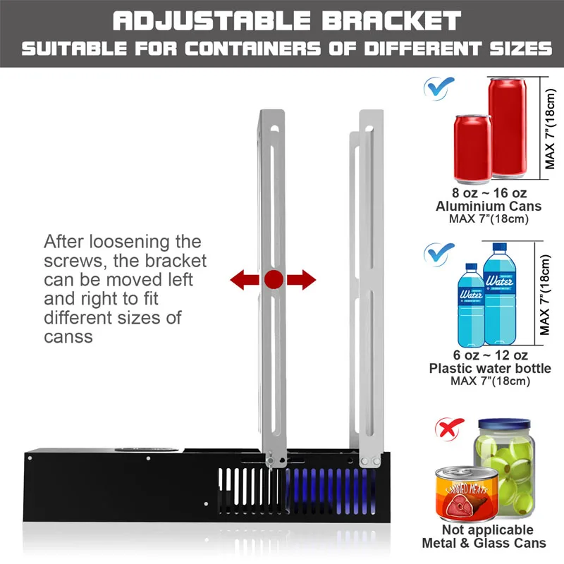 AutomaticCans Crusher Beer Juice Cola Continuous Cans Presser Machine Aluminum Bottles Flattening Tool Machine Home Use 6