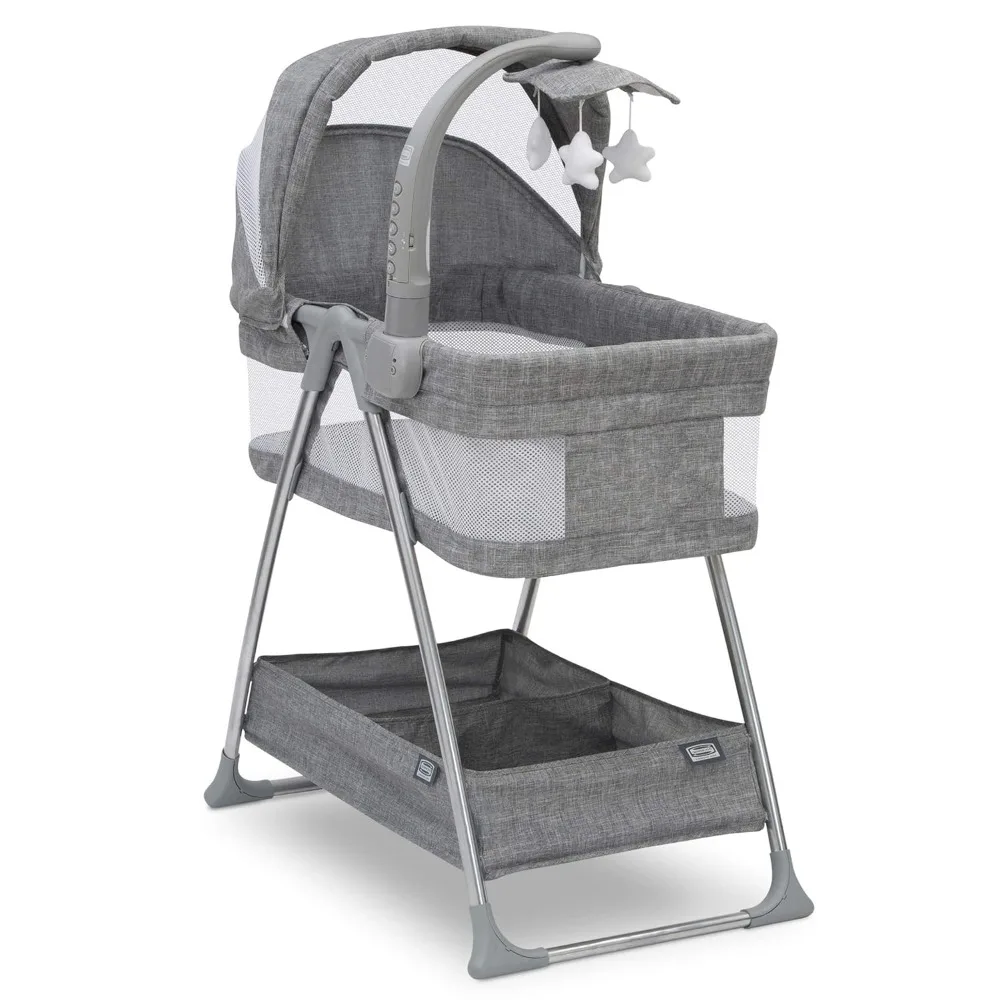 

Simmons Kids City Sleeper Bedside Bassinet Portable Crib - Activity Mobile Arm with Nightlight, Vibrations, Twinkle Lights and