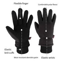 Adult Anti Cold Skiing Riding Gloves Full Finger Velvet Thicken Ski Camping Gloves Outdoor Fleece Running Cycling Sport Gloves 2