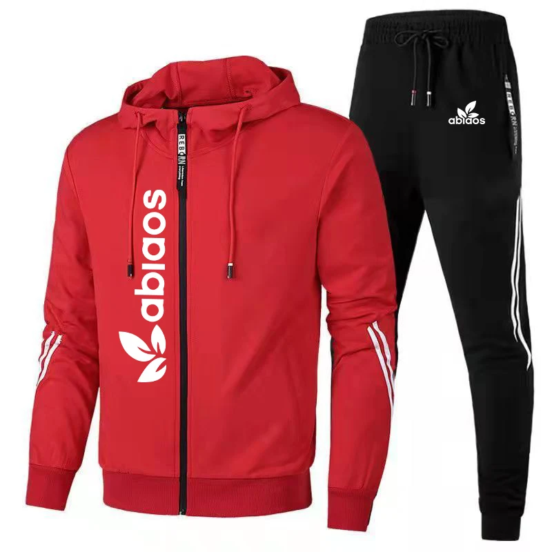 

Men's Hooded Jacket Luxury Sports Suit Windbreaker Set Jackets and Pants Warm Zipper Coats by Jogging Men's Suits