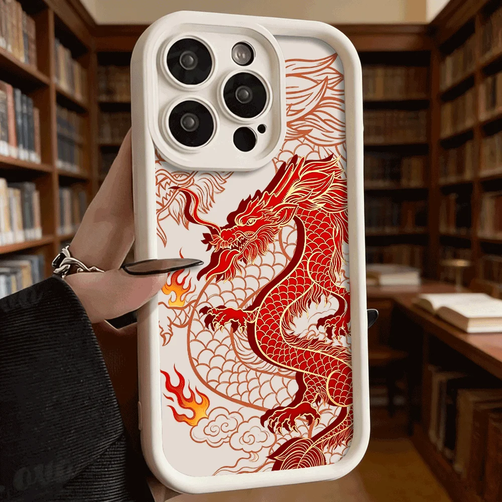 Luxury Red Chinese Dragon Anti-Slip TPU Phone Case - Full Protective Cover