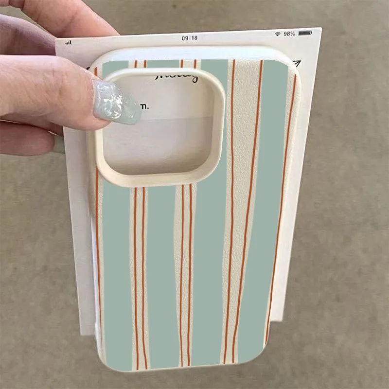 Luxury Striped Lichee Leather Pattern Shockproof Phone Case Cover
