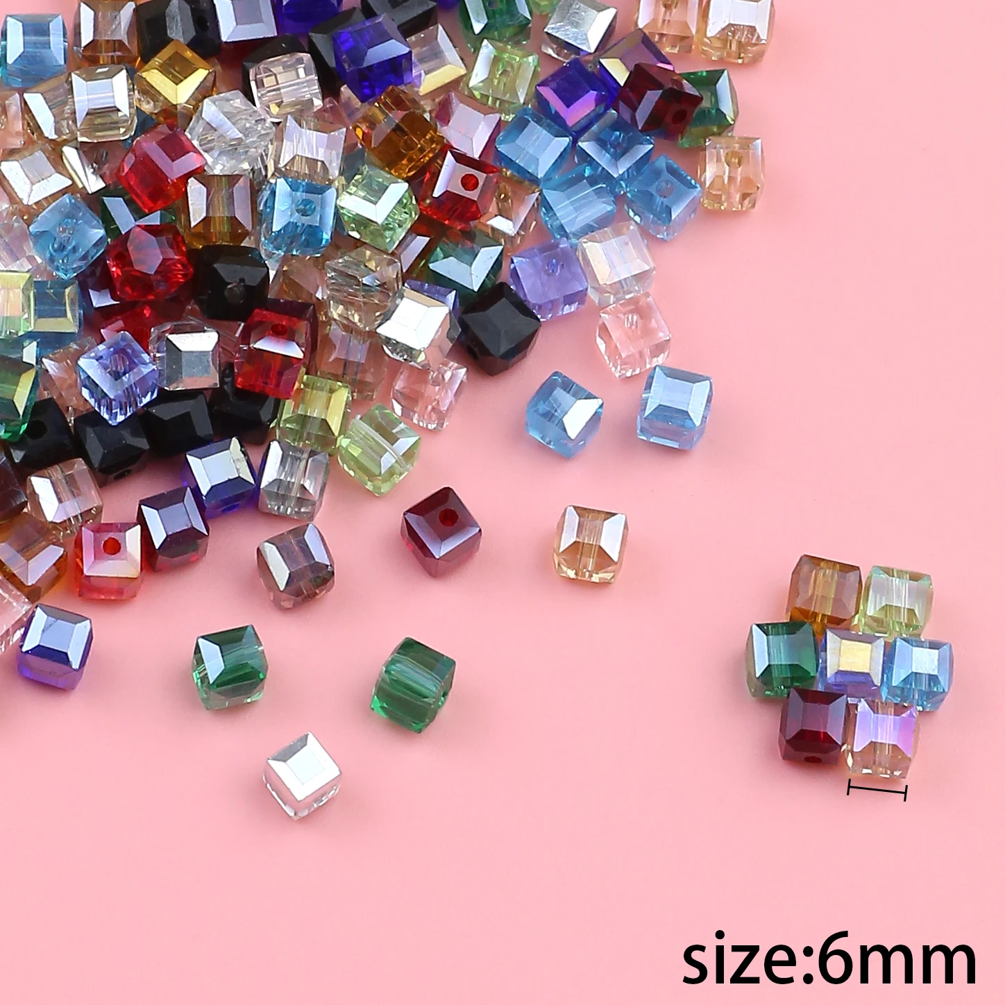 절묘한 오스트리아 스퀘어 컬러 크리스탈 구슬 6mm/50PCS 크리스탈면 처리 된 구슬 쥬얼리 DIY 팔찌 목걸이 액세서리