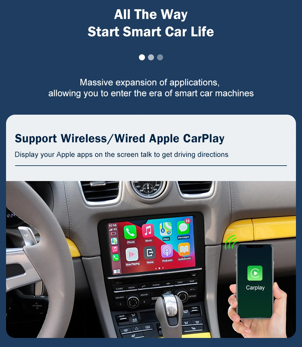 Kabelloses CarPlay für Porsche Macan Cayman Cayenne Panamera Boxster 718 PCM3.1 Android Auto Mirror Link AirPlay Auto-Zubehör – Detail 5