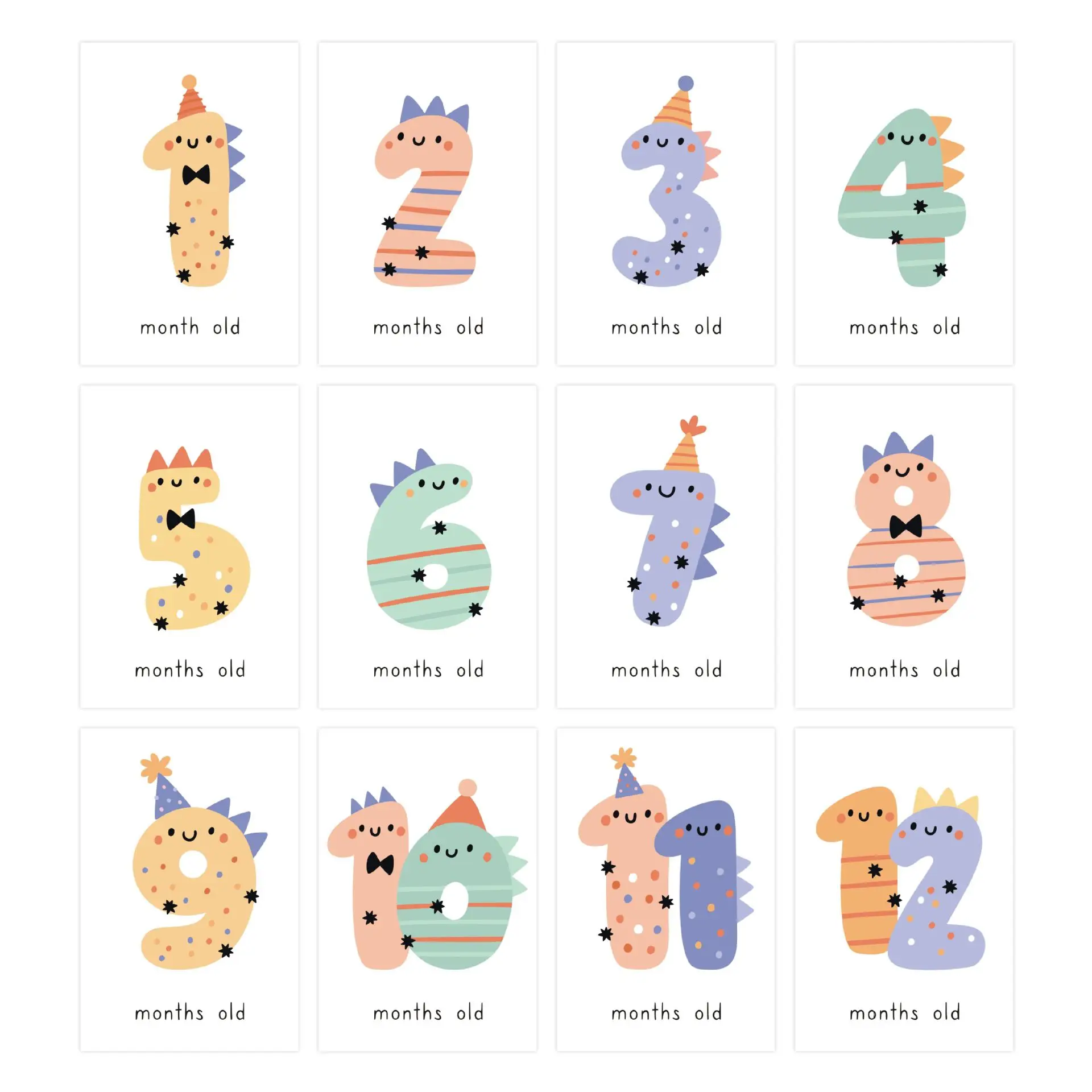 Description Picture 5 of item1 Set of 12 Month Sticker Cards Newborn Baby Kids Milestone Blanket Photo Month Blanket Maternity