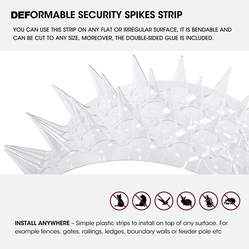 Spikes Repeller Cat Plastic Bird Repellent Anti Pigeon Anti-bird Squirrel Garden ences Control Transparent Spikes pet fence barrier