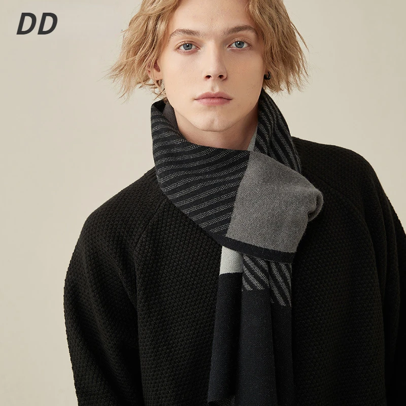 Hohe Qualität Wolle Schal Männer Herbst Winter Dicke Warme Business Vielseitig Plaid Streifen Kaschmir Schalldämpfer Chrimas Geschenk Männlichen_voghion.com
