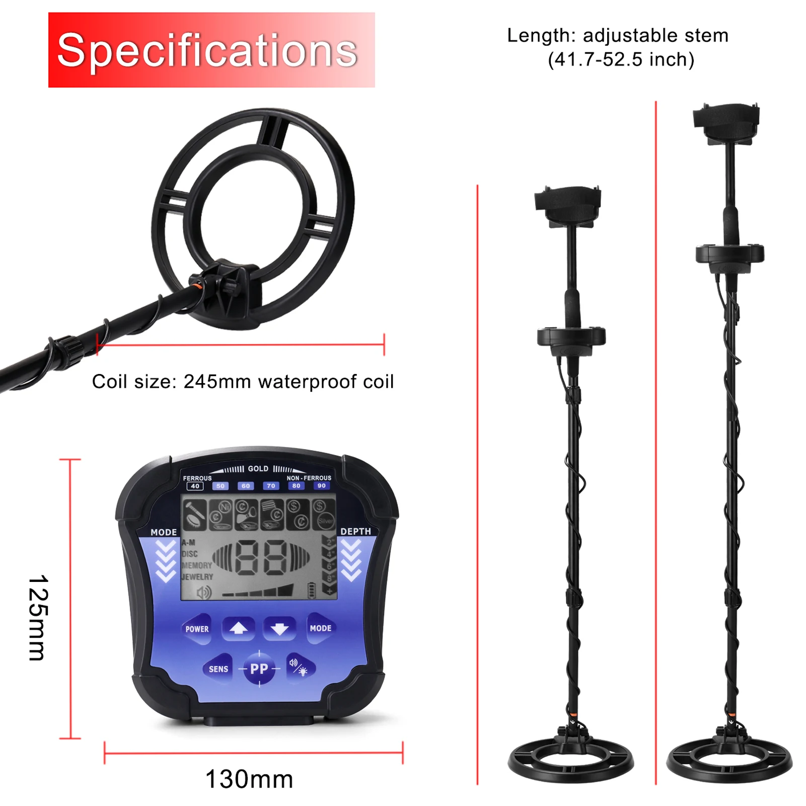 MD 510 Metal Detector Underground Professional Depth Search Finder Gold Detector Treasure Hunter Detecting Pinpointer Waterproof