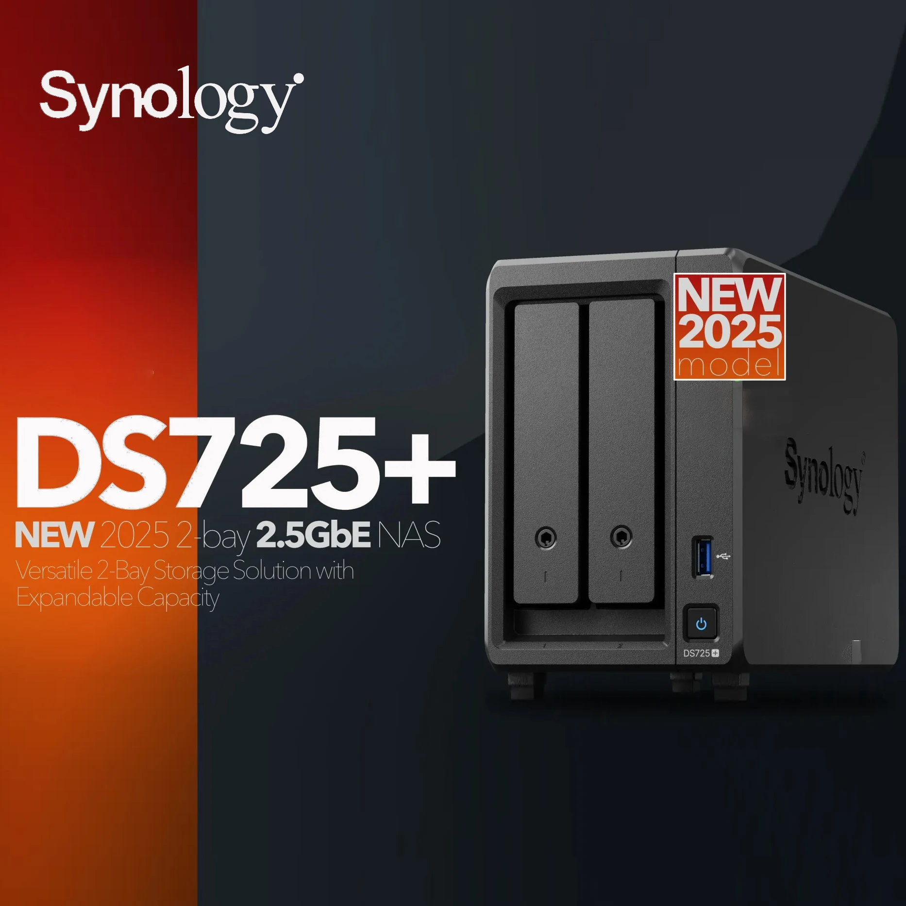 Synology DS725+ 2-Bay NAS DiskStation Network Cloud Storage Server 2 ...