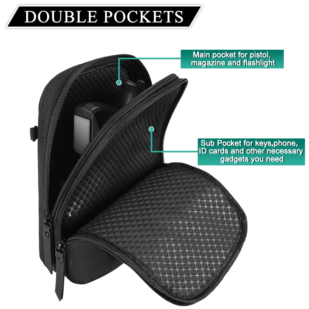 Concealed Carry Gun Bag Soft Sling Shoulder Bag Pistol Case Fanny Pack Waist Belt Firearm Bag with Holster for Handgun Pistol 2