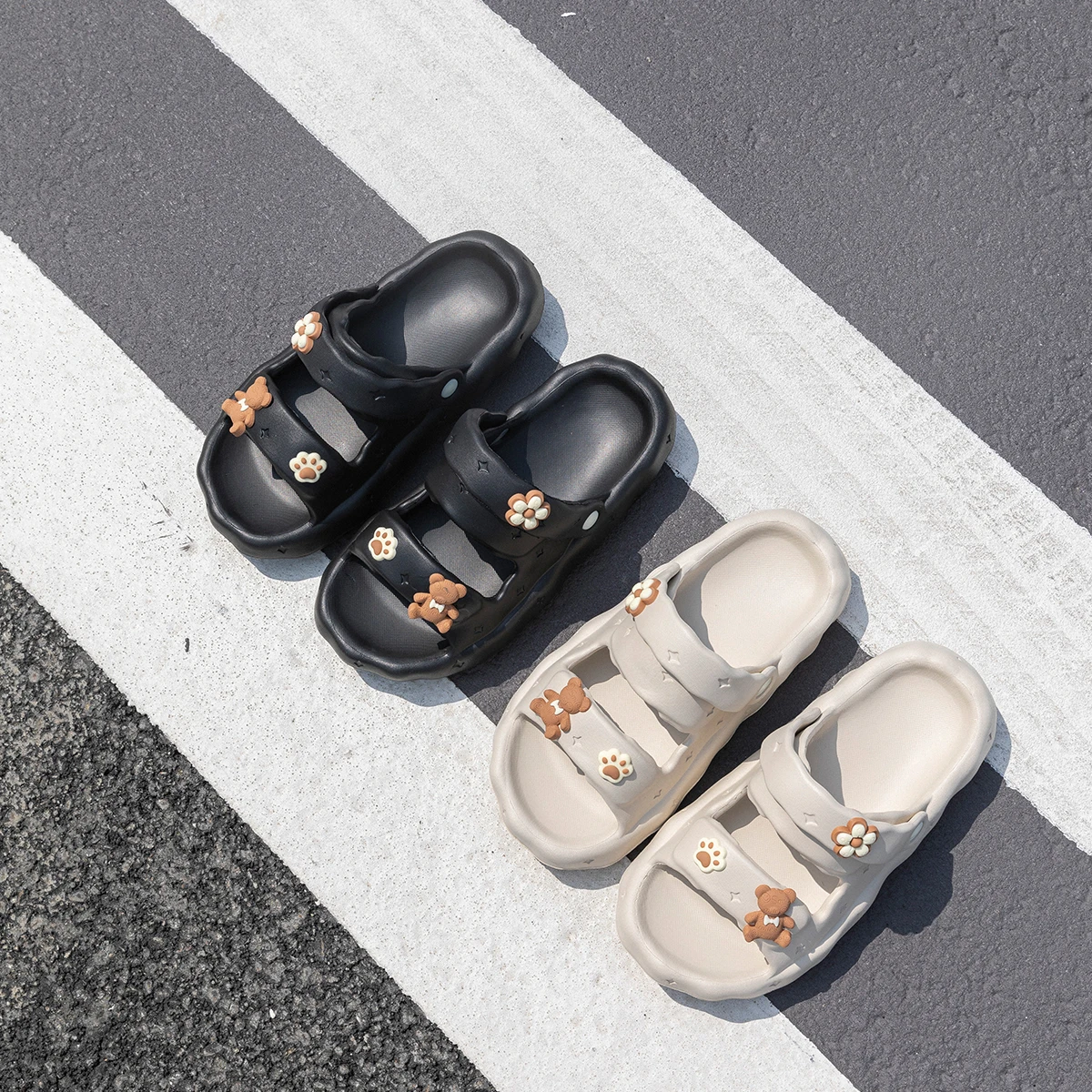 여성용 여름 아웃웨어 샌들, 두꺼운 밑창, 트레드 사일런트 네트워크, 슈퍼 핫, 귀여운 INS 타이달 비치 하프 트레일러, 새로운 패션 