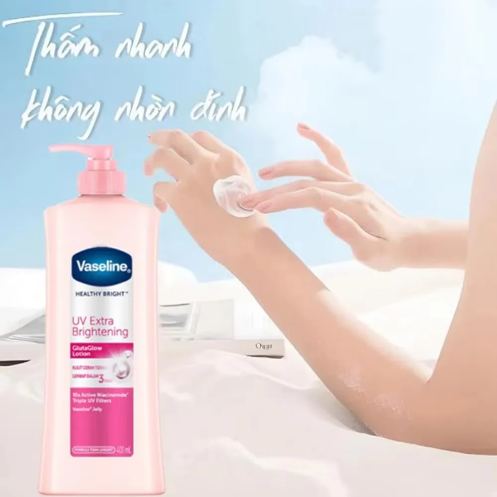400ml Vaseline Healthy Bright UV Extra Brightening Gluta Glow Body Lotion whitening cream body cream