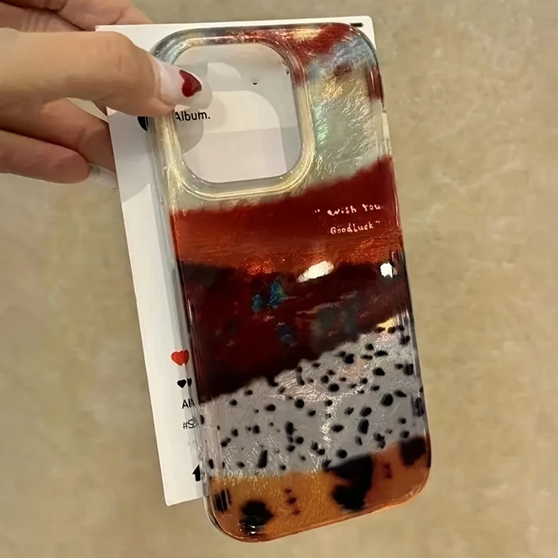 Retro Patchwork Color Block Glacier Pattern Silicone Phone Case