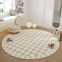 Modern Minimalist Carpets for Living Room Large Area Bedroom Decor Plush Carpet Home Plaid Round Floor Mat Thicken Lounge Rug 1