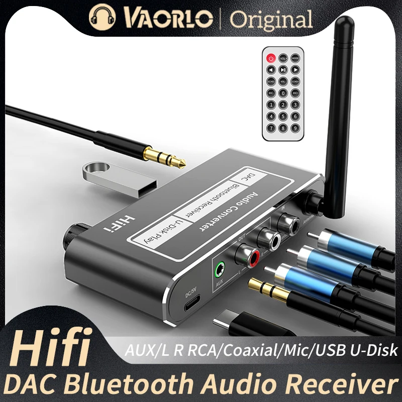 Receptor de Audio HIFI Bluetooth 5,2 Coaxial/Mic/USB u disk Inout 3,5
