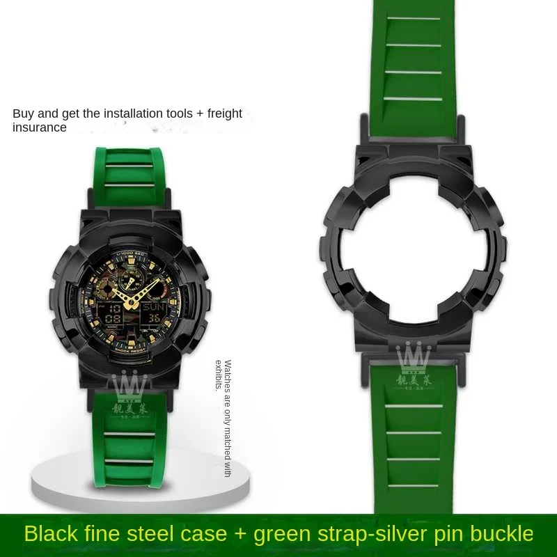 thumbnail image 1 of Caja de acero inoxidable para G-SHOCK Casio Black Gold GA-110GB/100/120, caja de metal modificada, correa de reloj de caucho fluorado, pulseras para hombres, 1 of 5