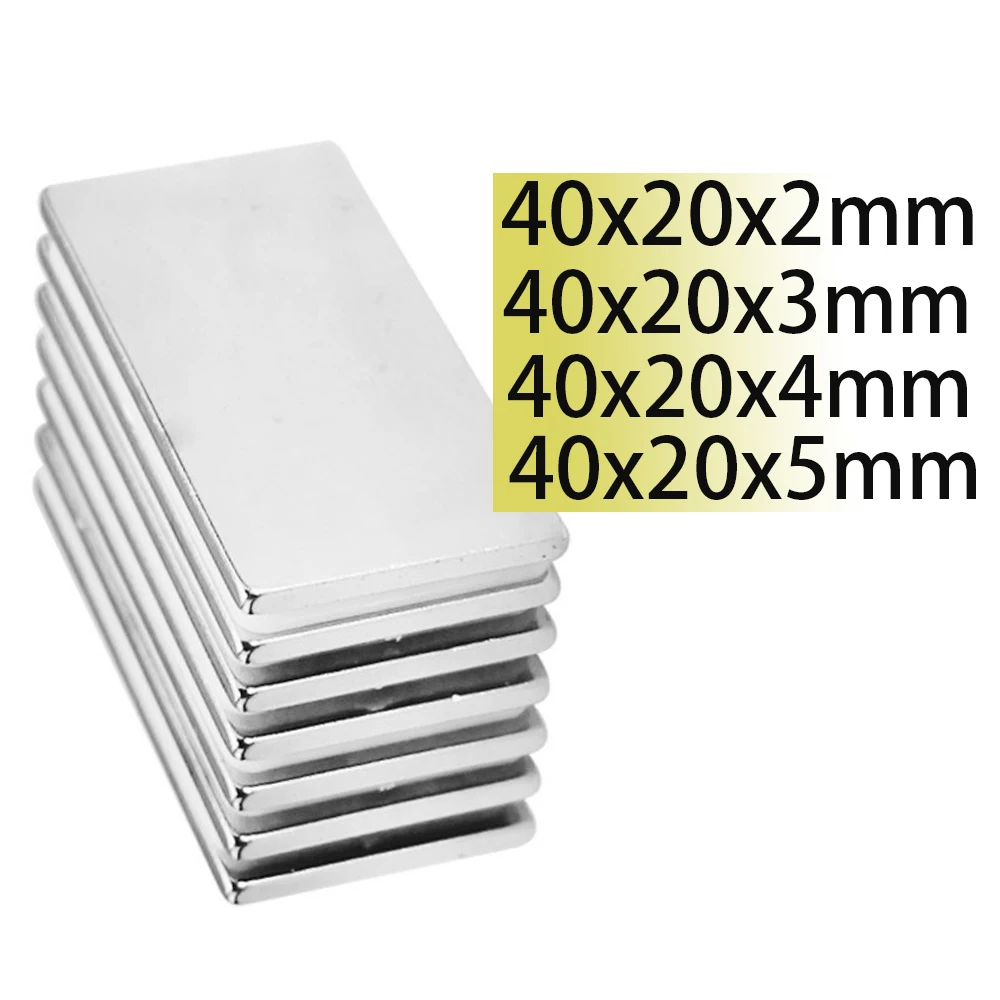 n35 40x20x2 40x20x3 40x20x4 40x20x5  NdFeB Block Neodymium 40*20 Magnet Super Strong rare earth Permanent Magnetic Search magnet