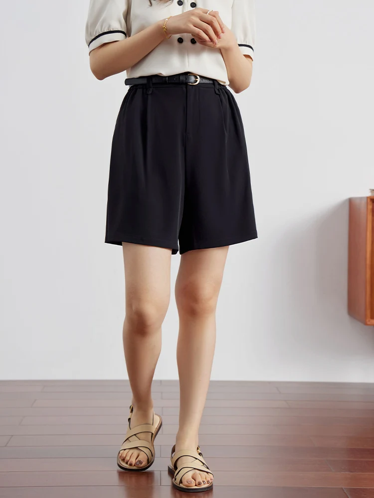 DUSHU Elastic Waist Loose Casual Shorts For Summer 2023 New Black White Women Casual Loose Shorts High Wasit Women Bottom