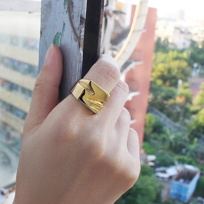 14K Solid Gold Basic Square Ring with Red Agate