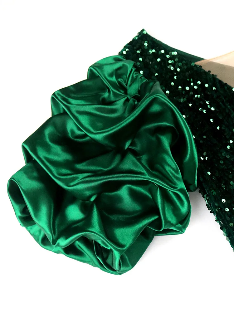 Plus Size Women Sequin Dress Puff Sleeve Party Dress Female Fashion Elegant Evening Gowns Casual Luxury Christmas Clothes