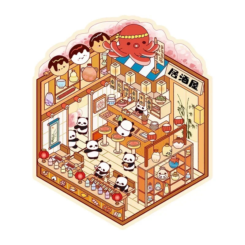 Miniature 3D Landscape Stickers DIY Cabin Scene Stacking Pasting Craft Kit Cute Handmade Gift for Kids and Children