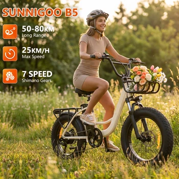 SUNNIGO B5 Bici Elettrica 20 Pollici Fat Bike 600Wh 48V Standard UE 120 km Lungo Raggio 4.0 ''Pneumatico Bicicletta Urbana E-Bike