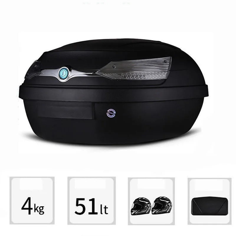 Large Motorcycle Luggage Trunk 51L for 2 Full Helmet Carrier Case ABS